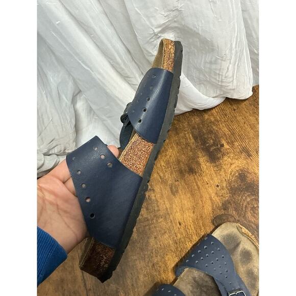 Birkenstock Birki’s Navy Blue Perforated Freeport Birko-Flor Sandal SZ 9 90's - Picture 6 of 9